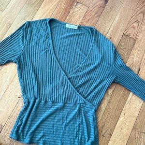 Chloe + Katie Ribbed V Neck Long Sleeve Top